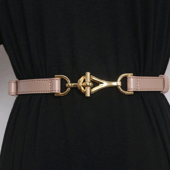 Gold Hook Belt Nude Leather - Picture 4 of 9